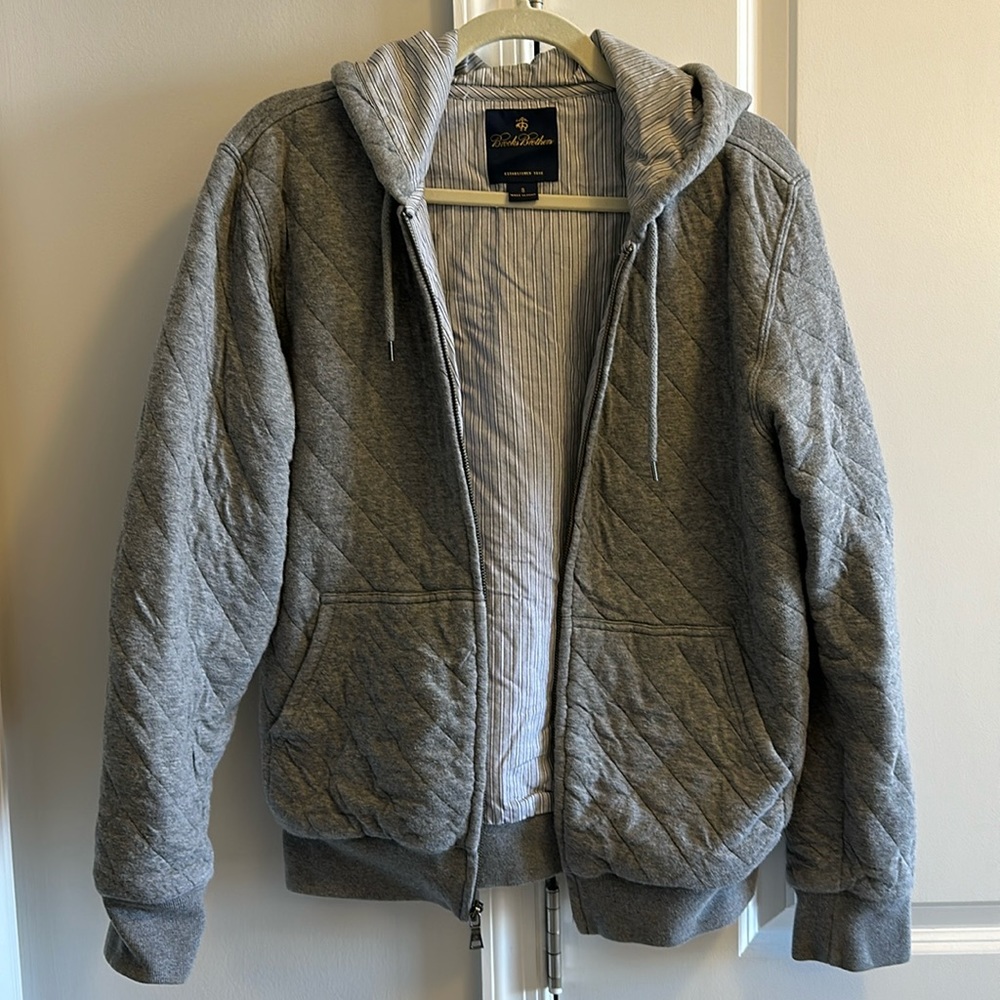 Brooks Brothers quilted zip up hoodie